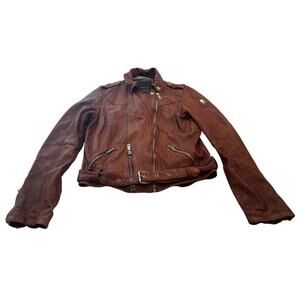 M1-30 MAURITIUS Women's 100% Lamb Leather Jacket Brown Size Small